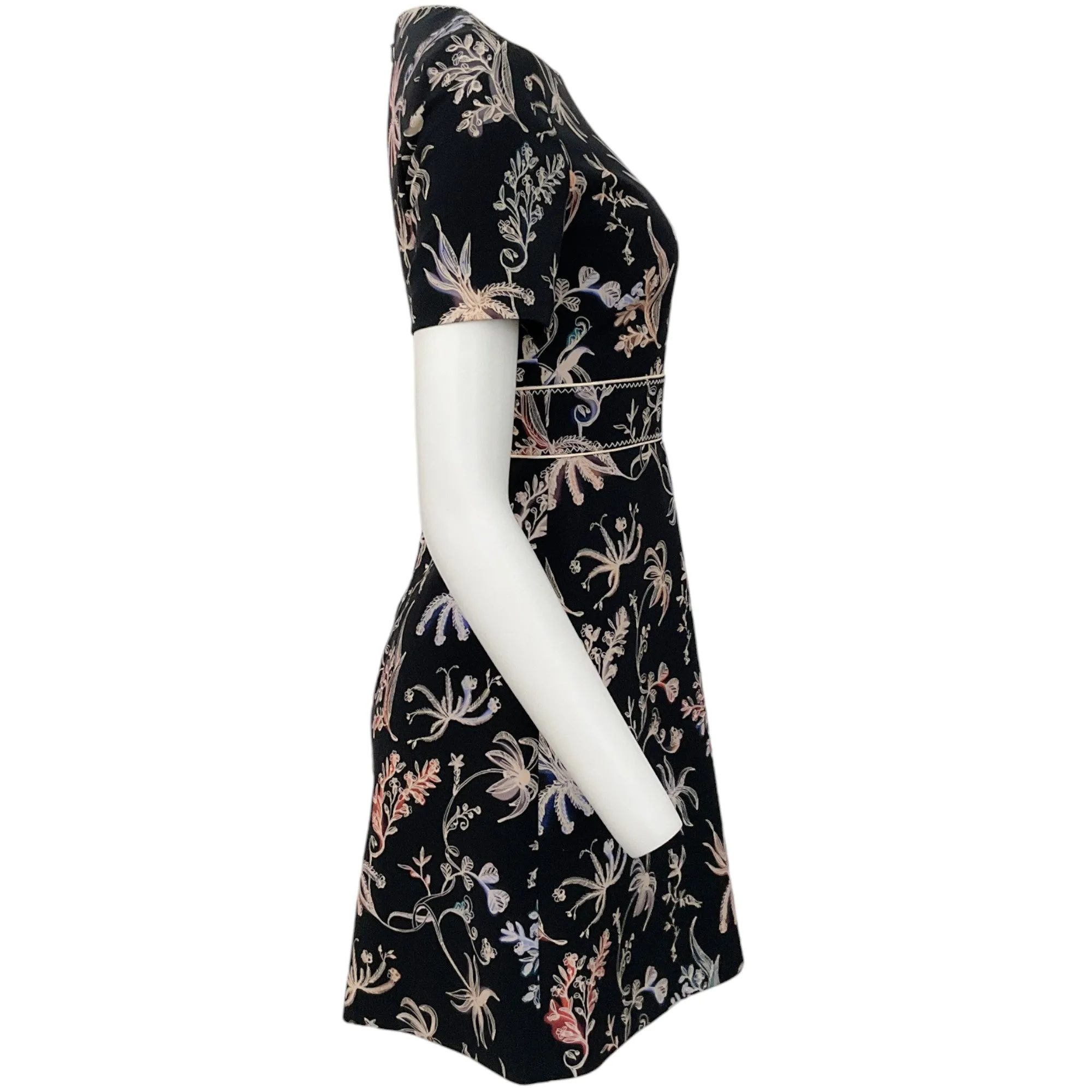 Peter Pilotto Black Floral Print Short Sleeve Dress