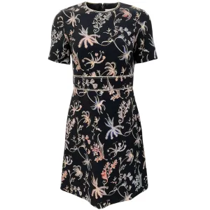 Peter Pilotto Black Floral Print Short Sleeve Dress