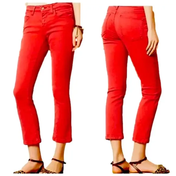 Pilcro Anthropologie Red Stet Fit Skinny Straight Jeans Sz 29