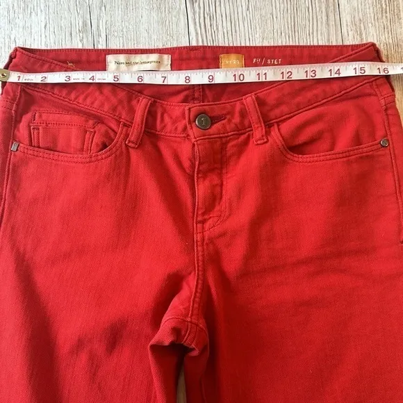 Pilcro Anthropologie Red Stet Fit Skinny Straight Jeans Sz 29