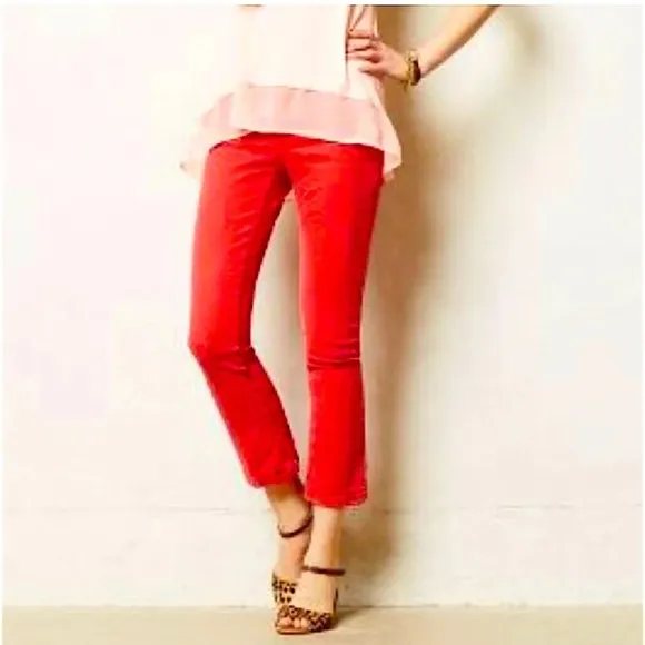 Pilcro Anthropologie Red Stet Fit Skinny Straight Jeans Sz 29