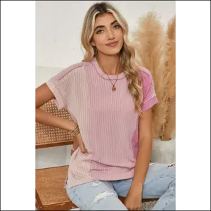 Pink Crinkle Rib Colorblock Tee: so Comfy, You'll Cry (tears of Joy, )