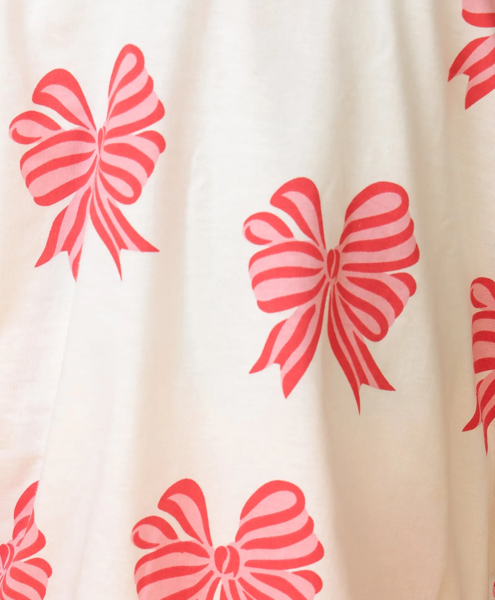 PINK RED BOW SHORTS SET - WHITE