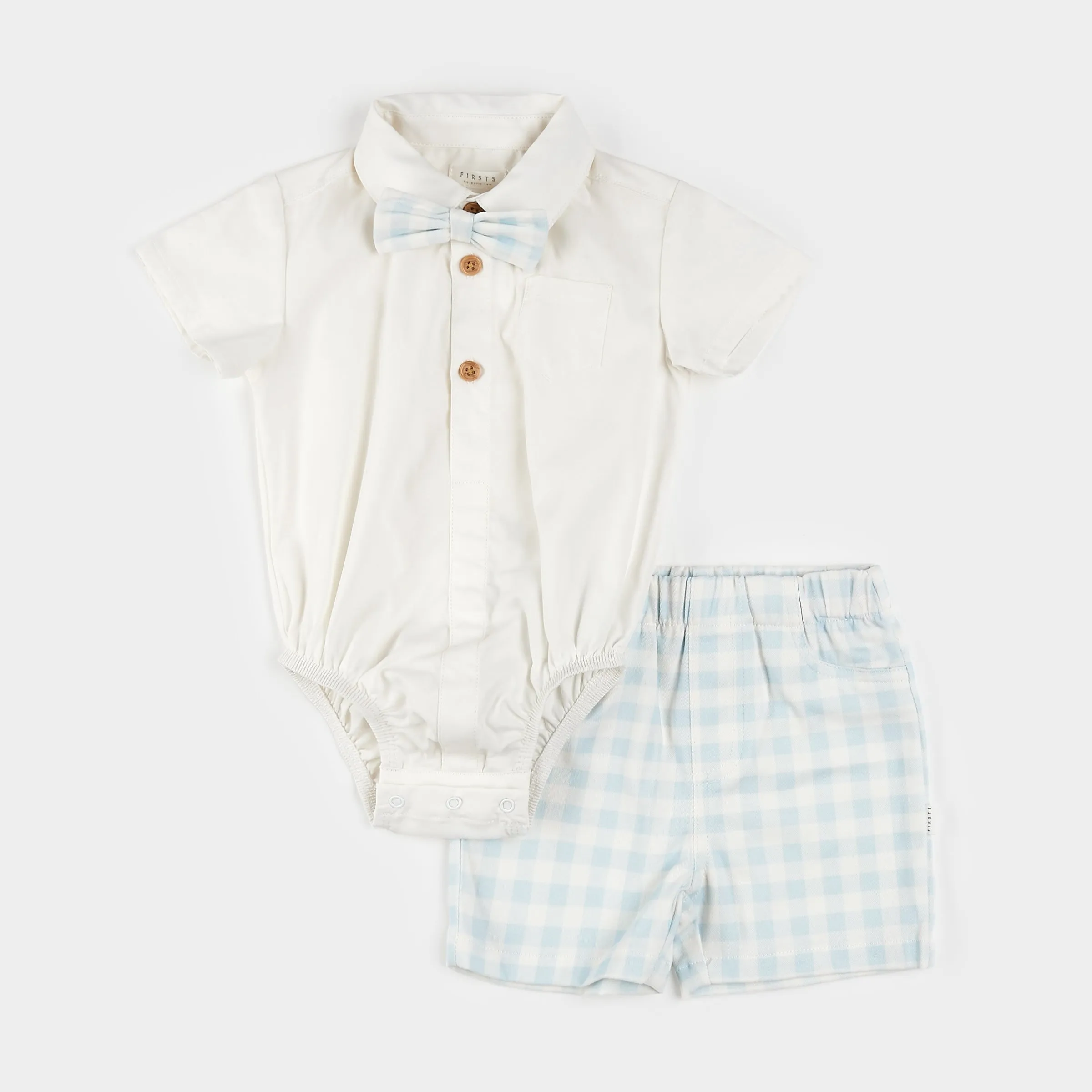 Poplin Shirt and Checkered Shorts 3pc Set