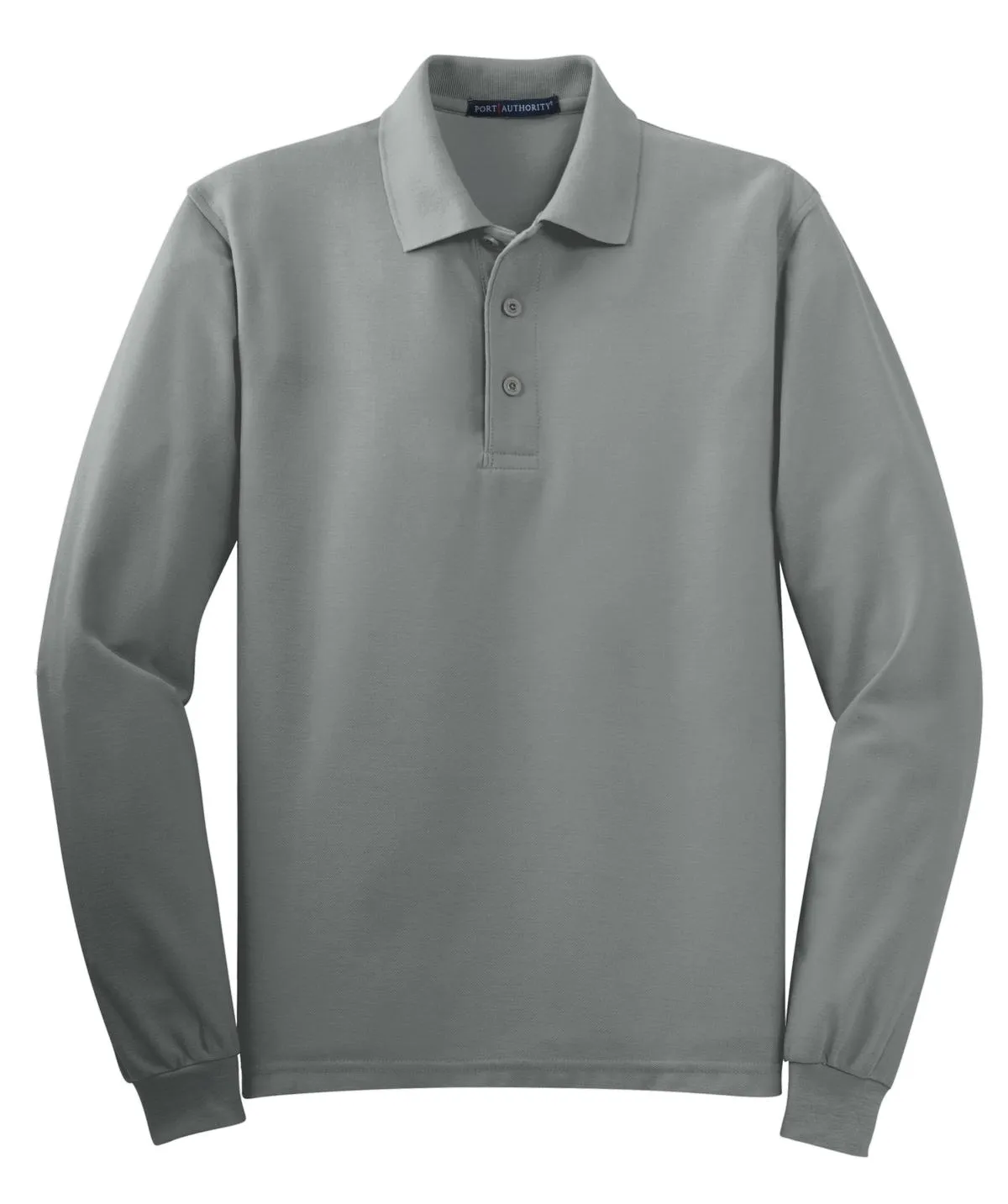 Port Authority Silk Touch Long Sleeve Polo.  K500LS Cool Grey