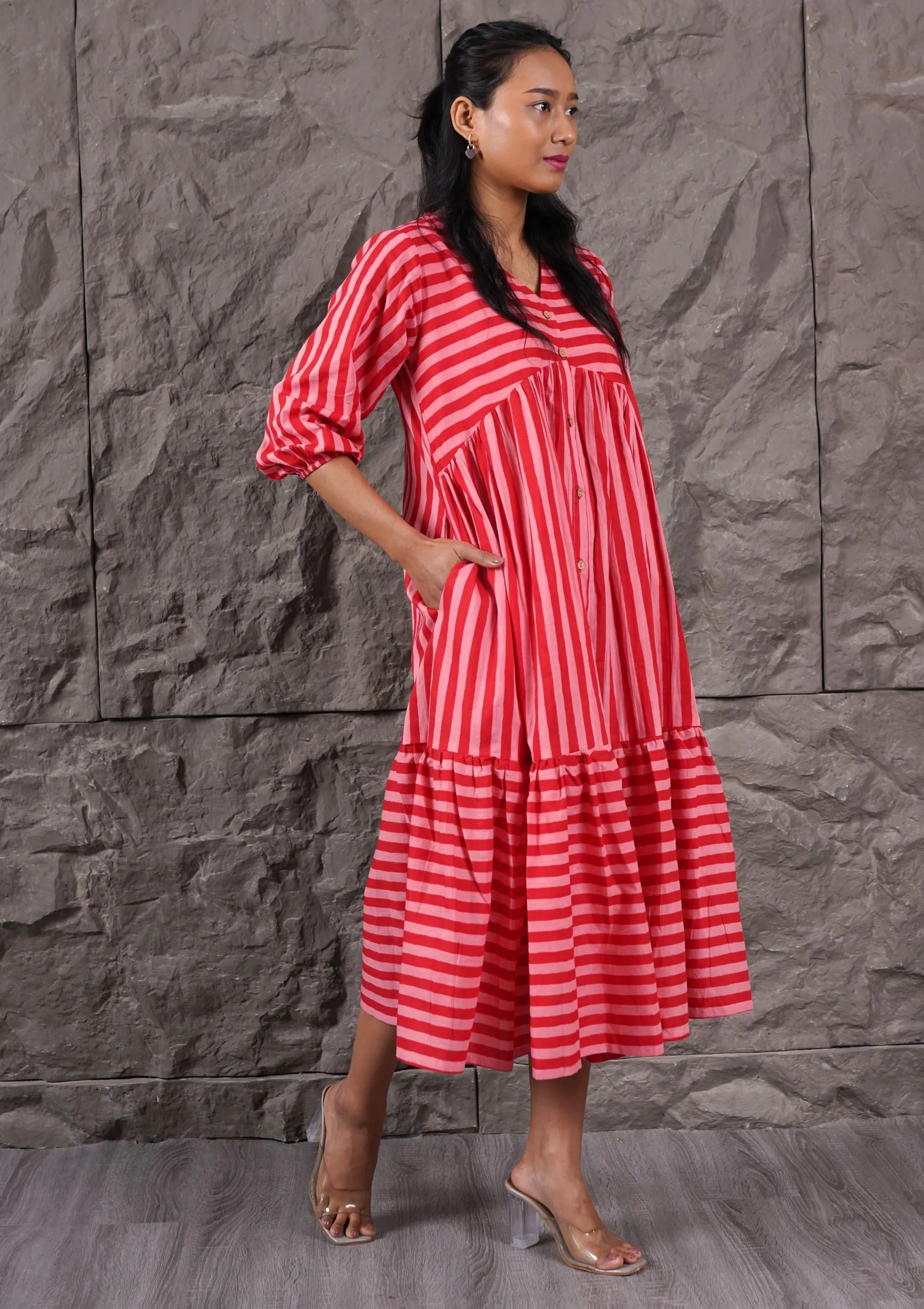 Pretty in Pink Stripes Fit and Flare Dress