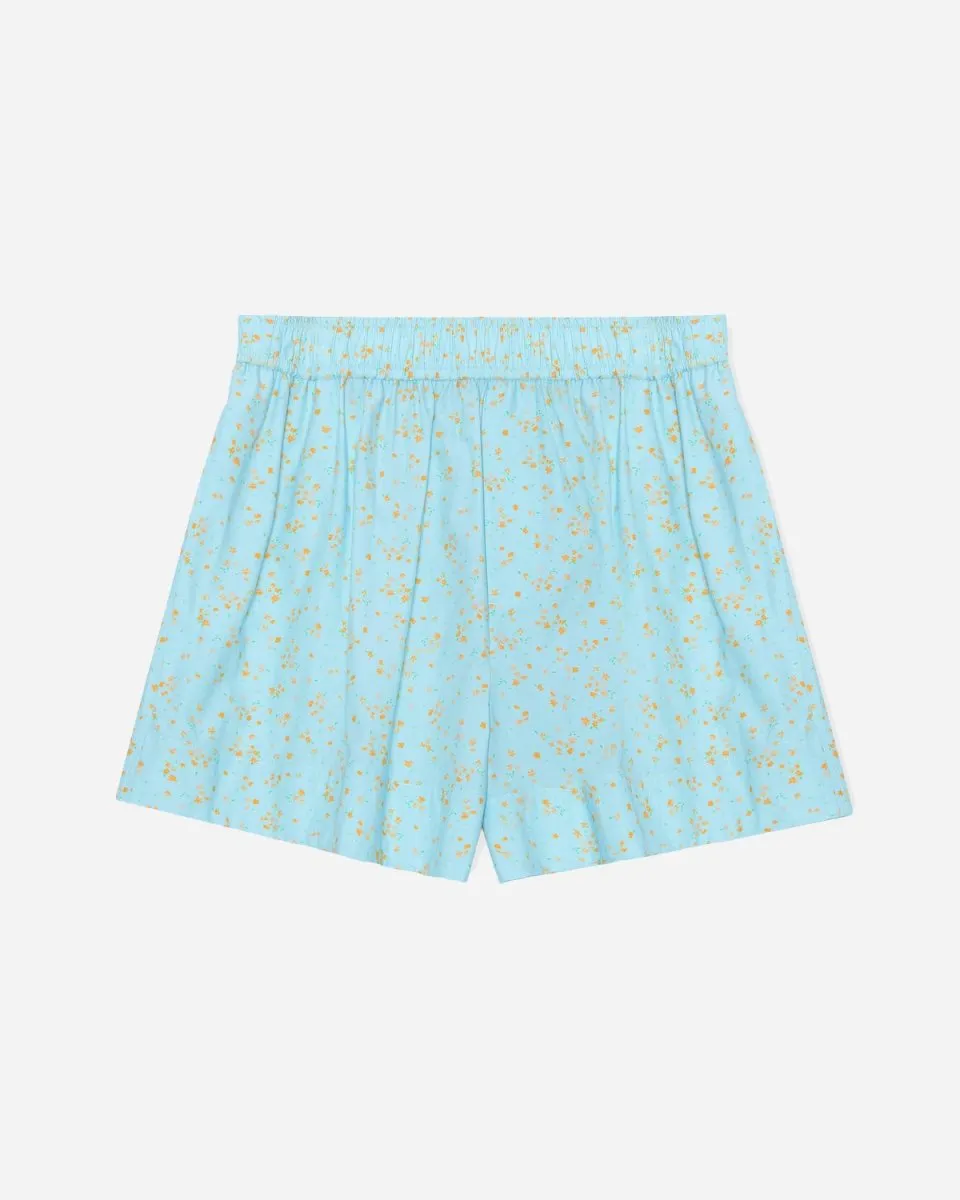 Printed Cotton Shorts - Corydalis Blue