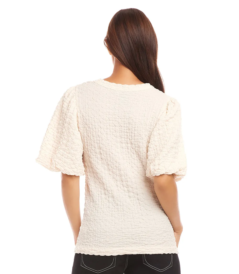 Puff Sleeve Textured Top