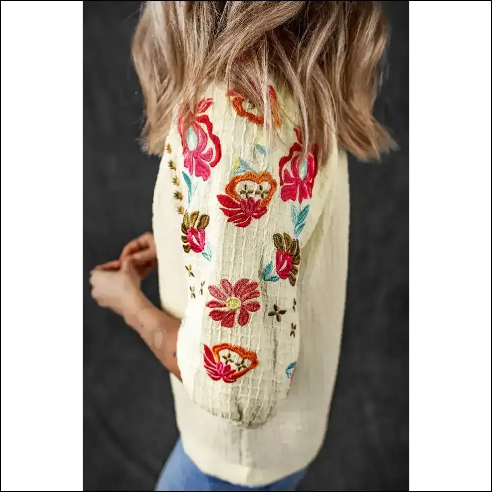 Puff, there it Is! White Floral Embroidered Blouse  🌼 Needful Things