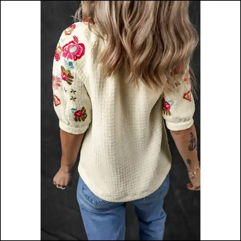 Puff, there it Is! White Floral Embroidered Blouse  🌼 Needful Things