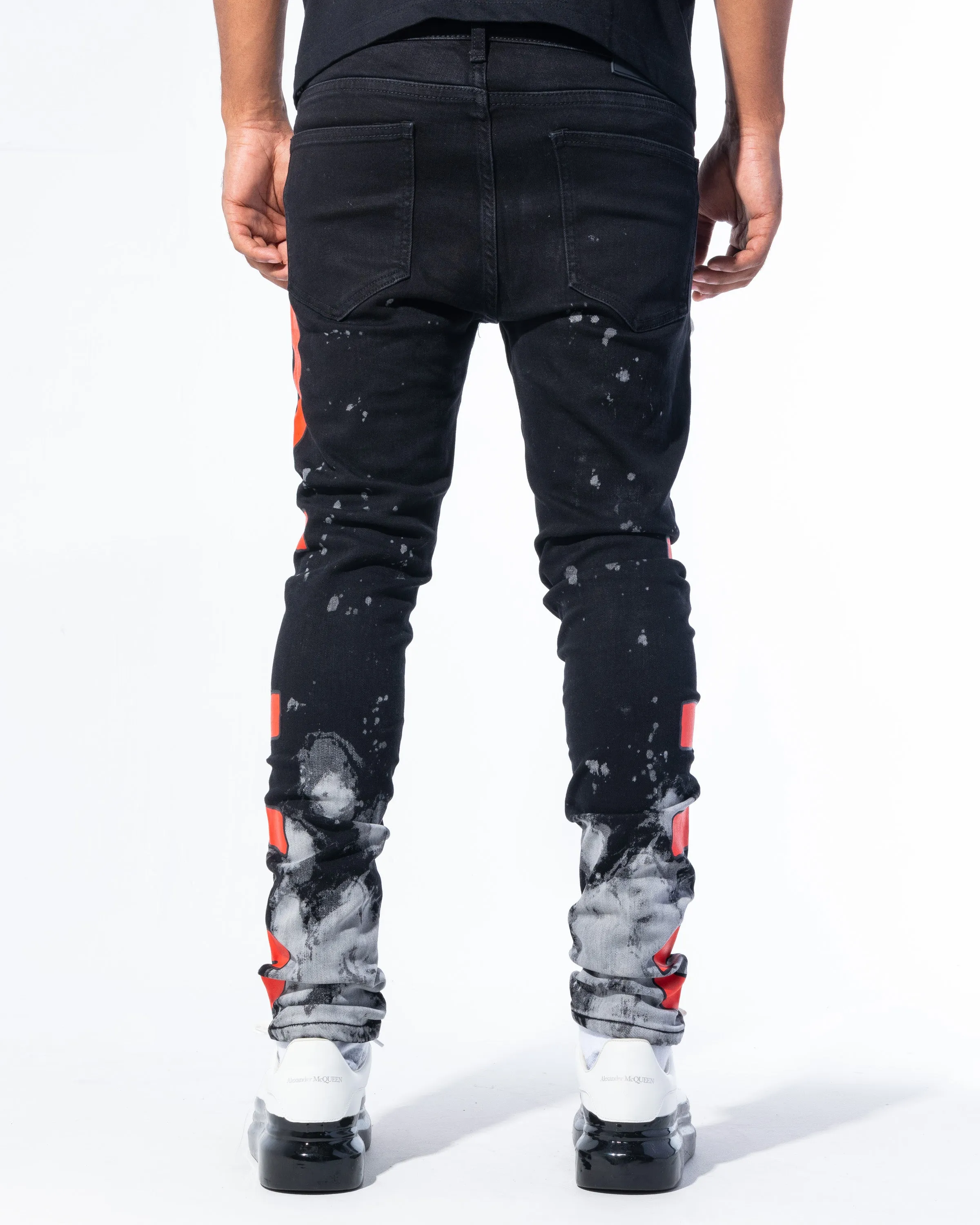 "IMPACT DENIM" JET BLACK/RED