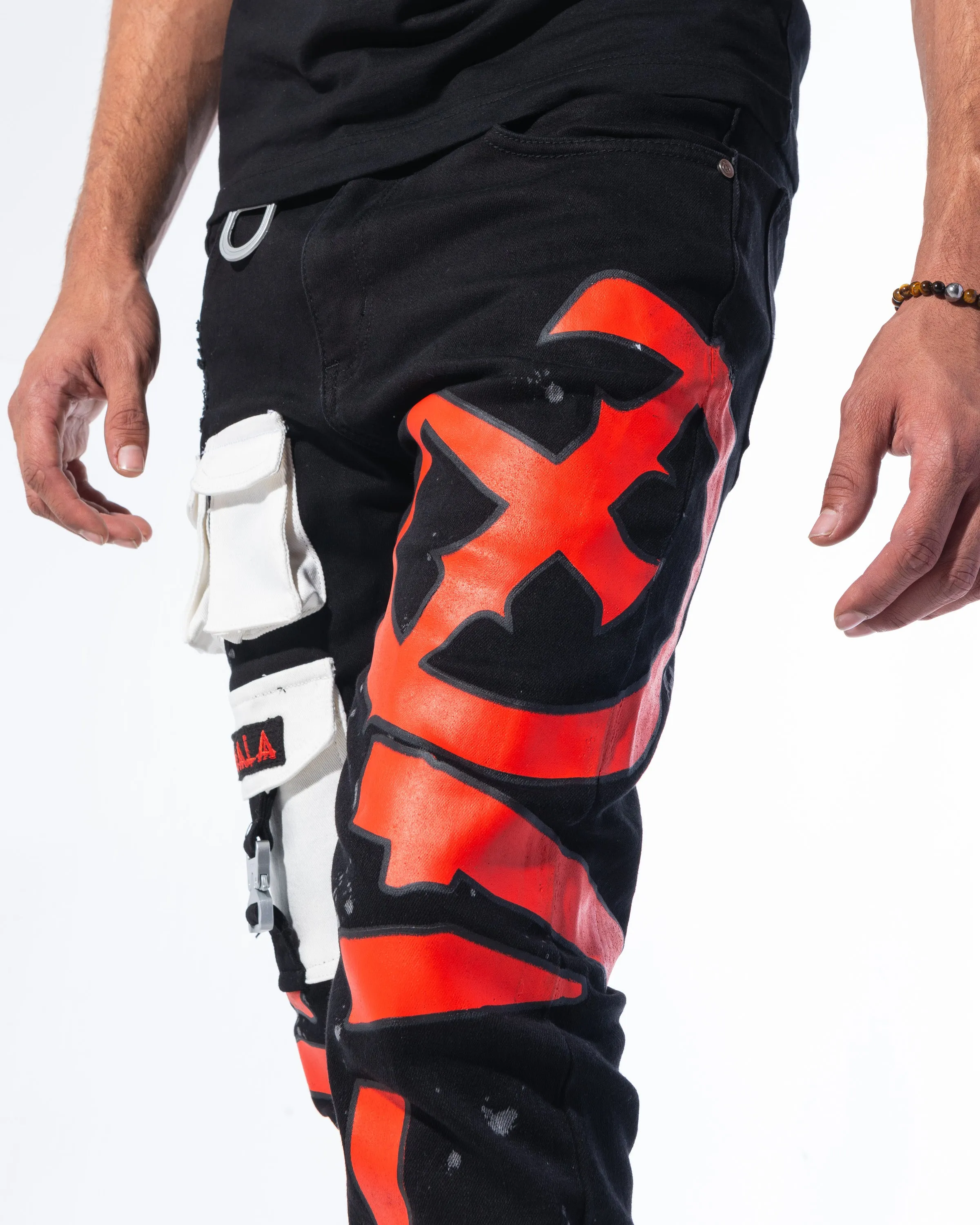 "IMPACT DENIM" JET BLACK/RED