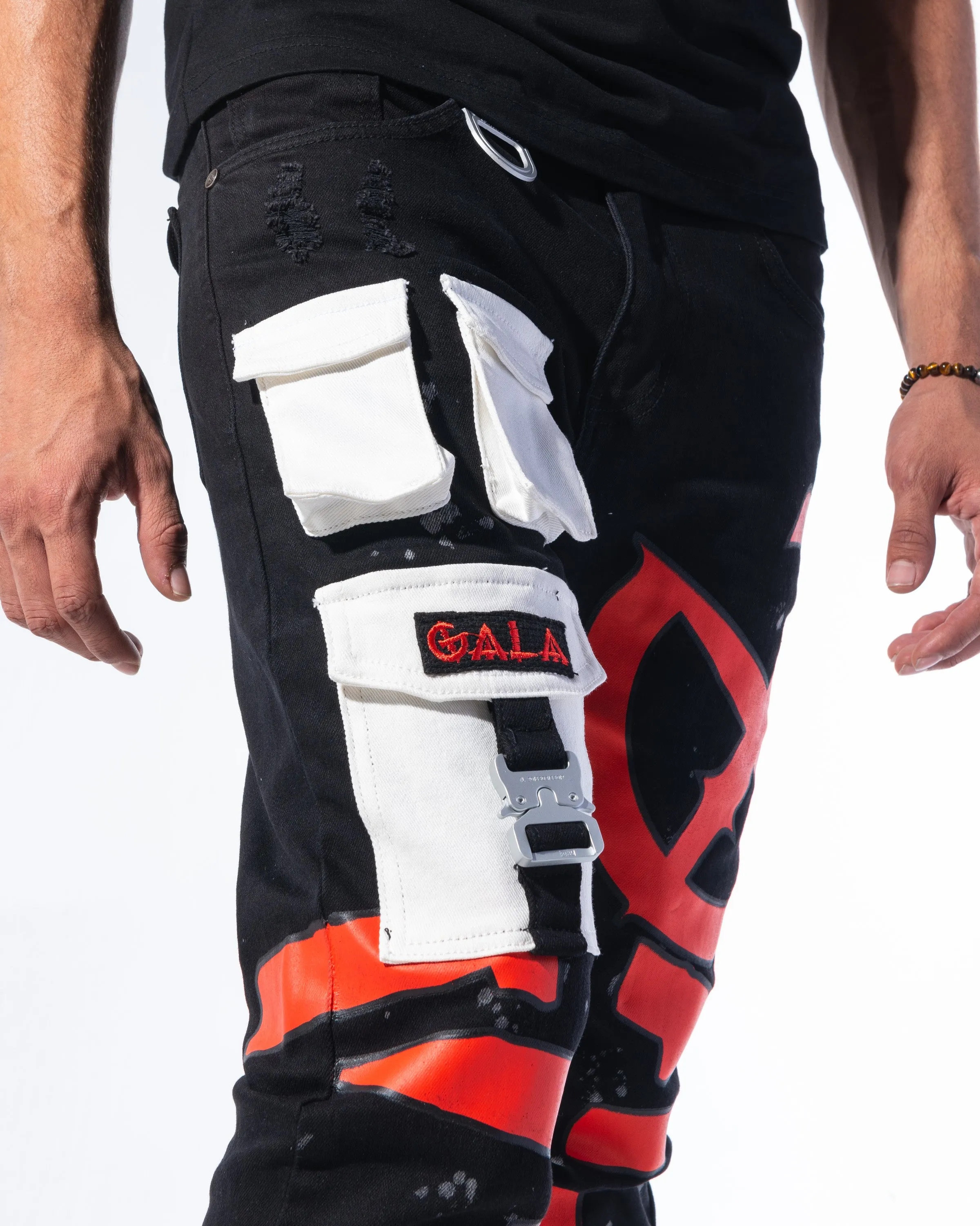"IMPACT DENIM" JET BLACK/RED