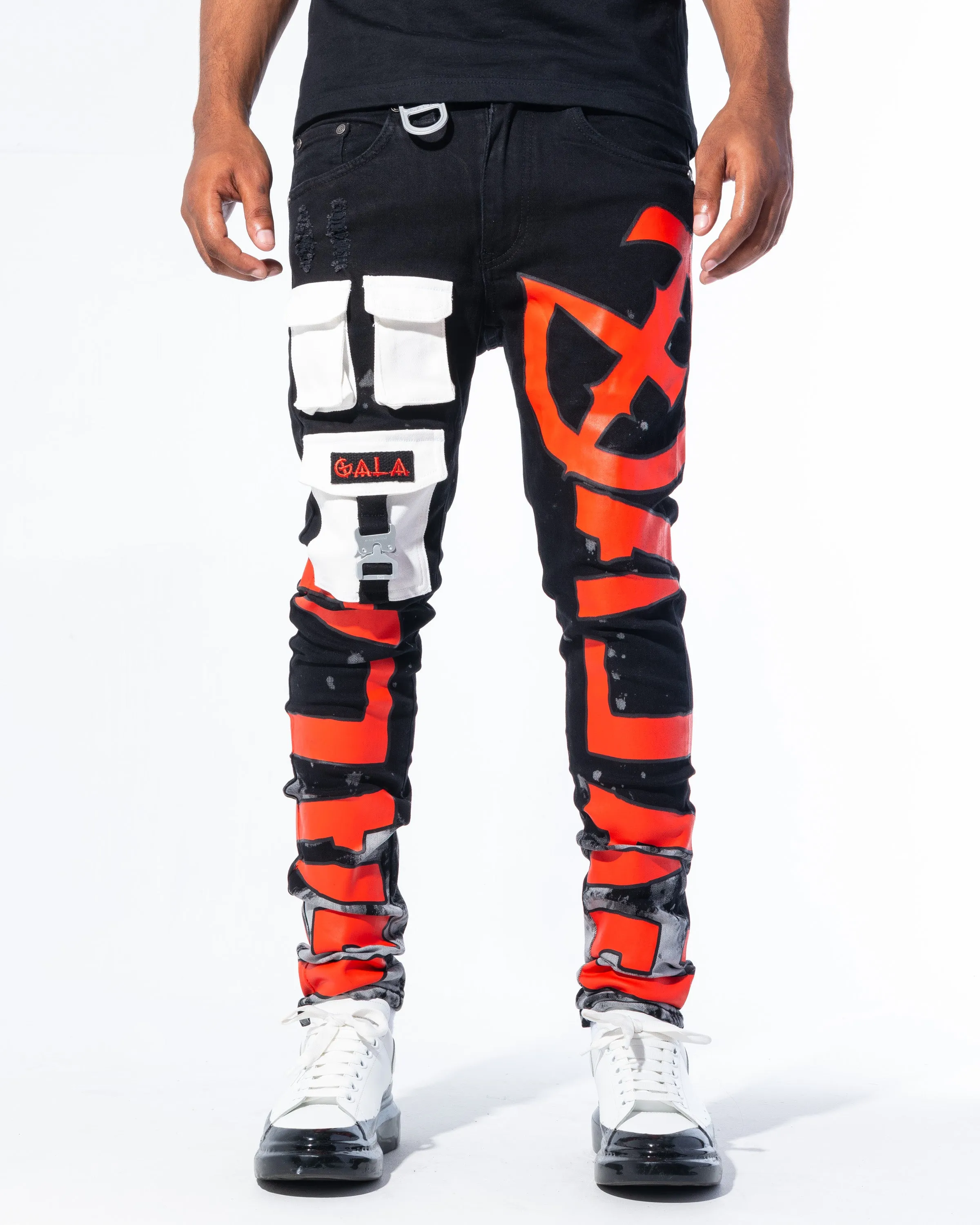 "IMPACT DENIM" JET BLACK/RED