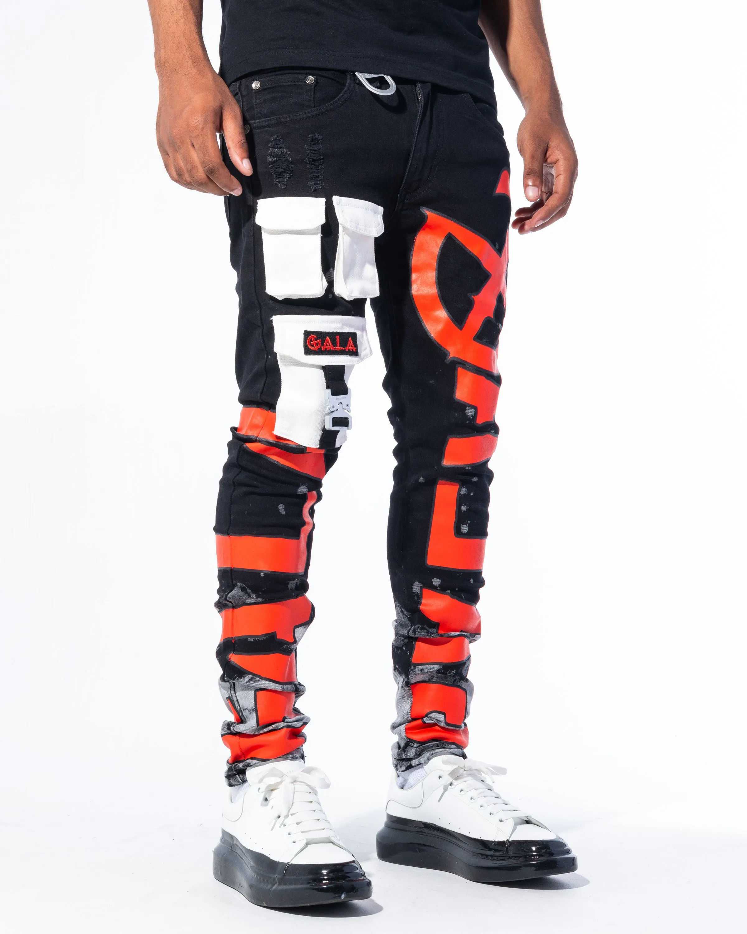"IMPACT DENIM" JET BLACK/RED