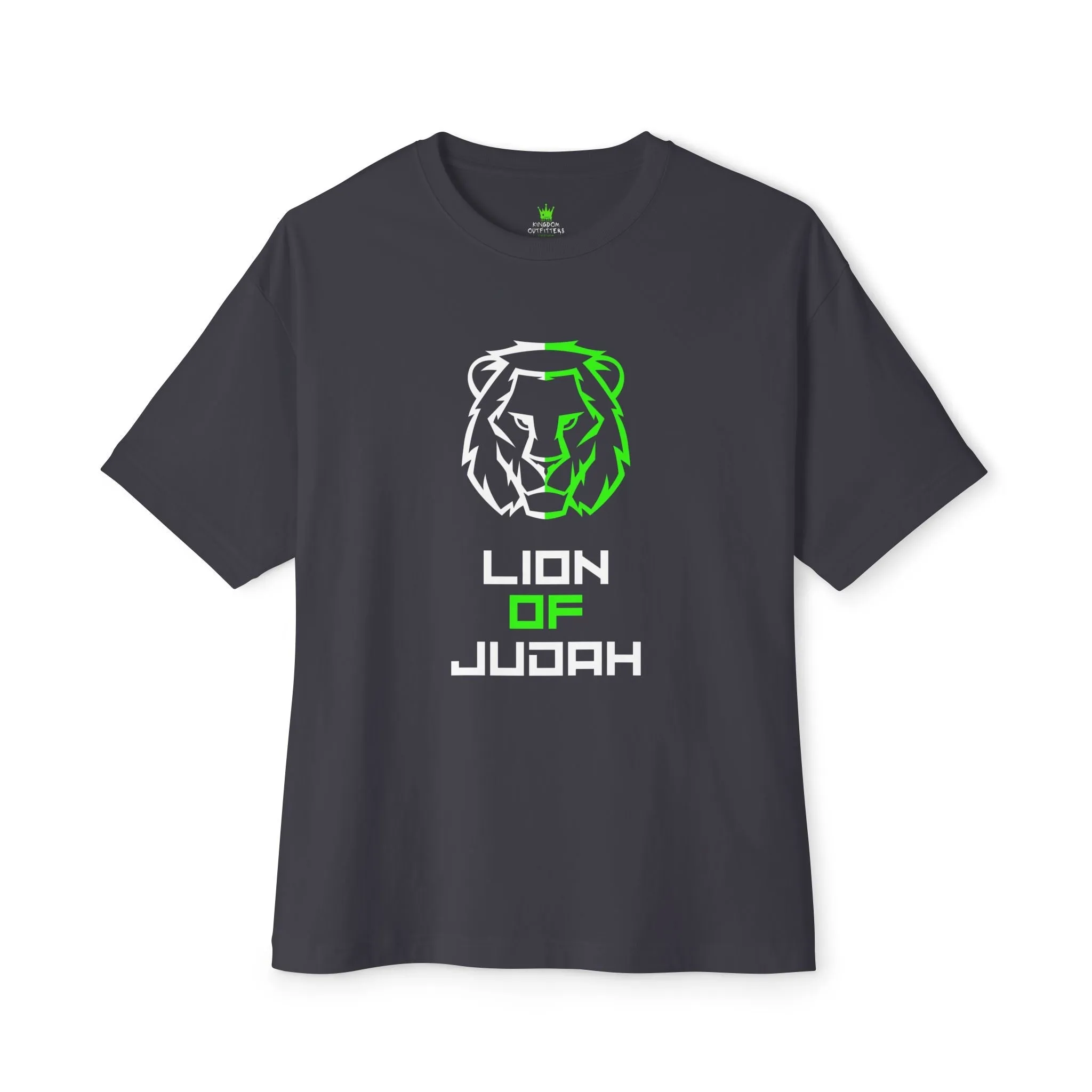 "Lion of Judah Oversized Drop Shoulder Heavyweight Boxy T-Shirt - Bold Faith Statement Tee"