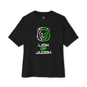 "Lion of Judah Oversized Drop Shoulder Heavyweight Boxy T-Shirt - Bold Faith Statement Tee"