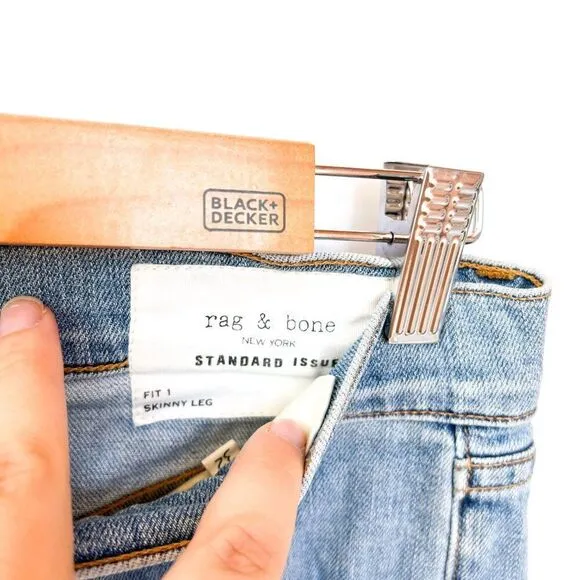 Rag &amp; Bone Medium Wash Standard Issue Fit 1 Skinny Leg Distressed Denim Jeans 32