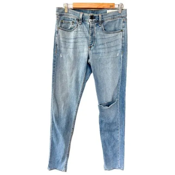 Rag &amp; Bone Medium Wash Standard Issue Fit 1 Skinny Leg Distressed Denim Jeans 32