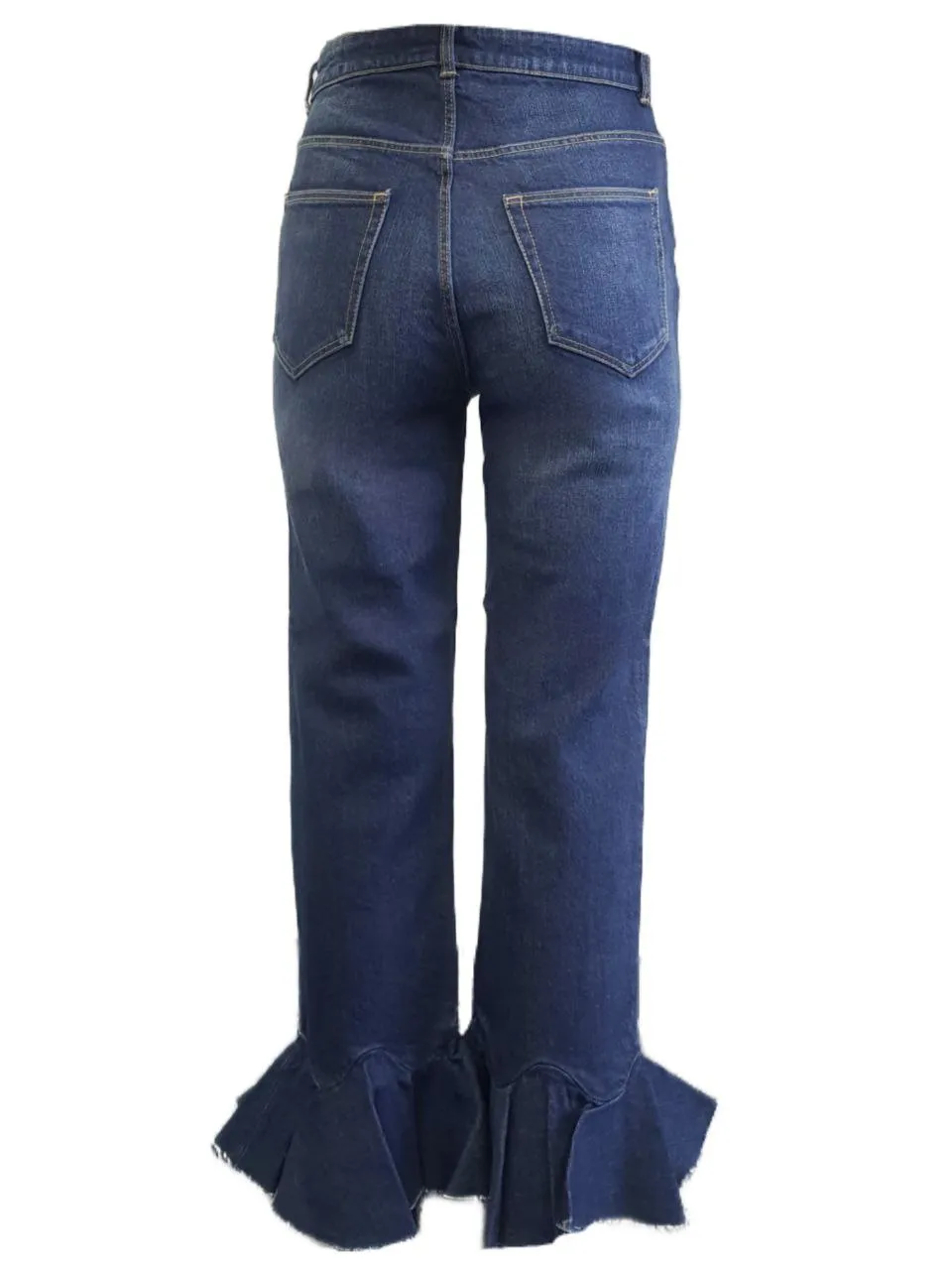 REBECCA TAYLOR LA VIE Women's Blue Ruffle BTM Medium Wash Jeans #517718 NWT