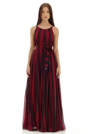 Red & Black Stripe Long Dress