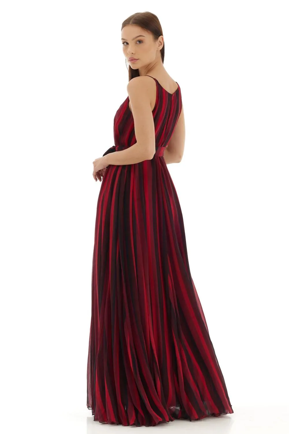 Red & Black Stripe Long Dress
