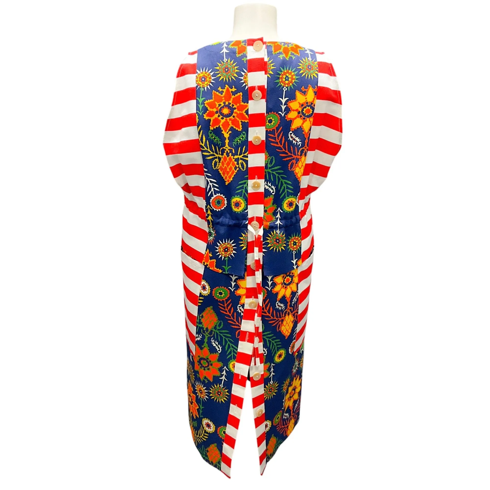 Rianna   Nina Red / Blue Multi Striped Floral Printed Midi Dress