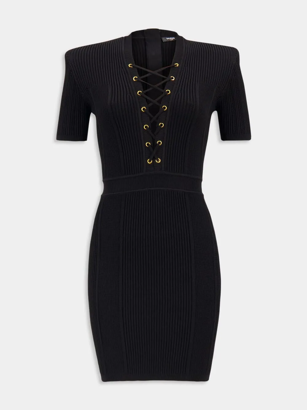 Ribbed Lace-Up Midi Dress