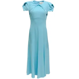 Roland Mouret Robin Blue Twist Cap Sleeve Dress