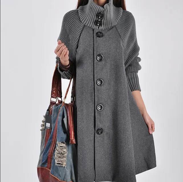 Roswitha turtleneck button-front winter coat