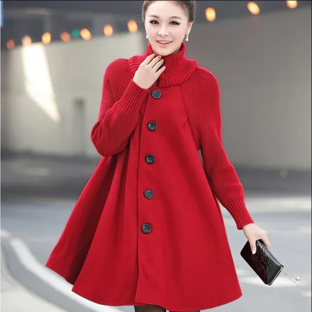Roswitha turtleneck button-front winter coat