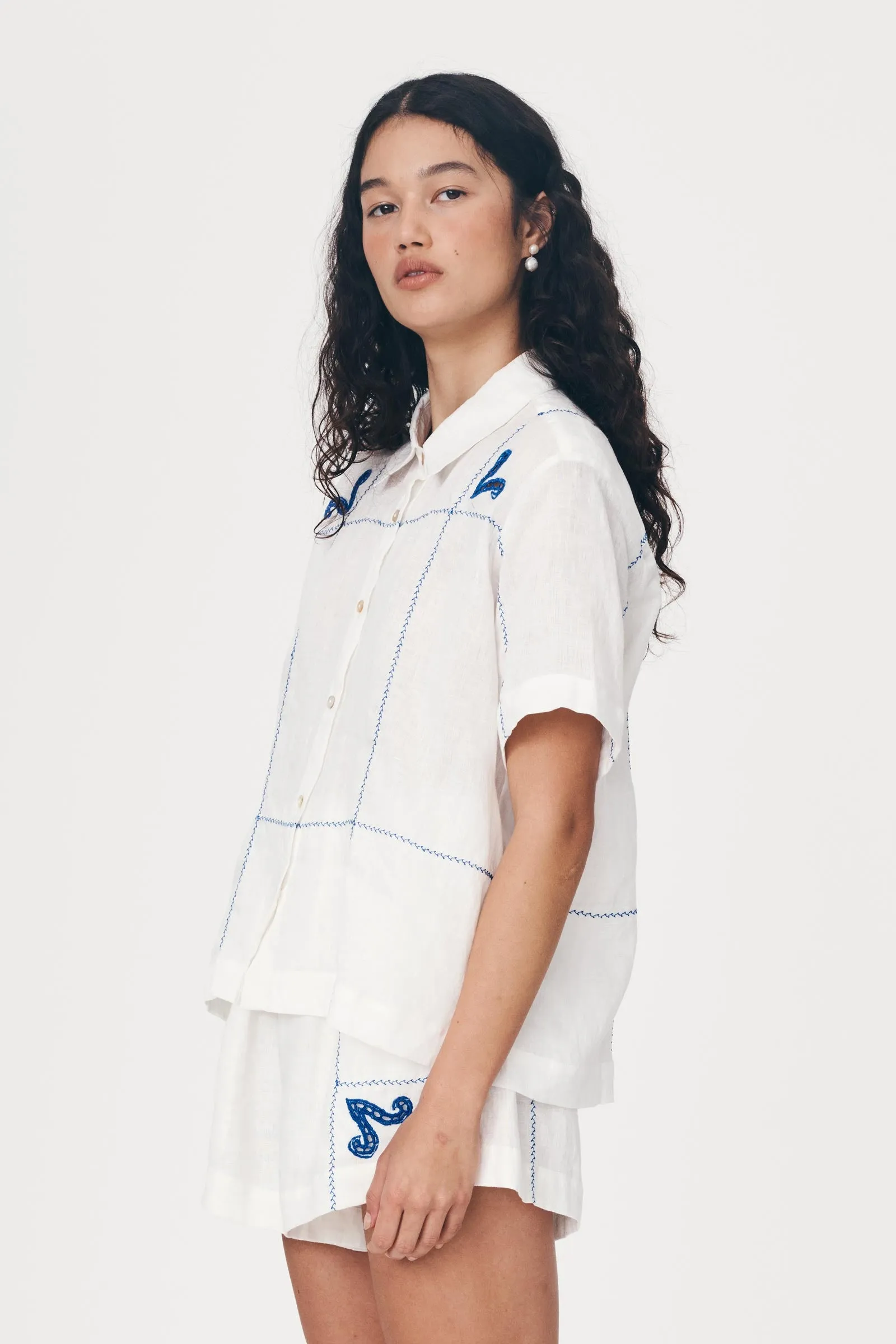 ROWIE ARIES LINEN SHIRT BONE