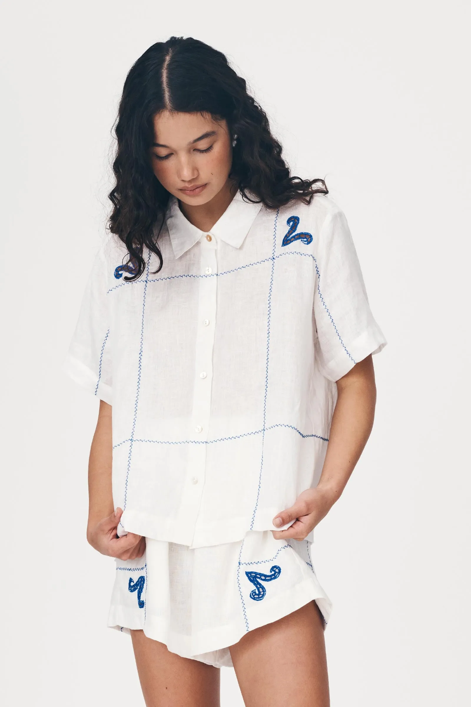 ROWIE ARIES LINEN SHIRT BONE