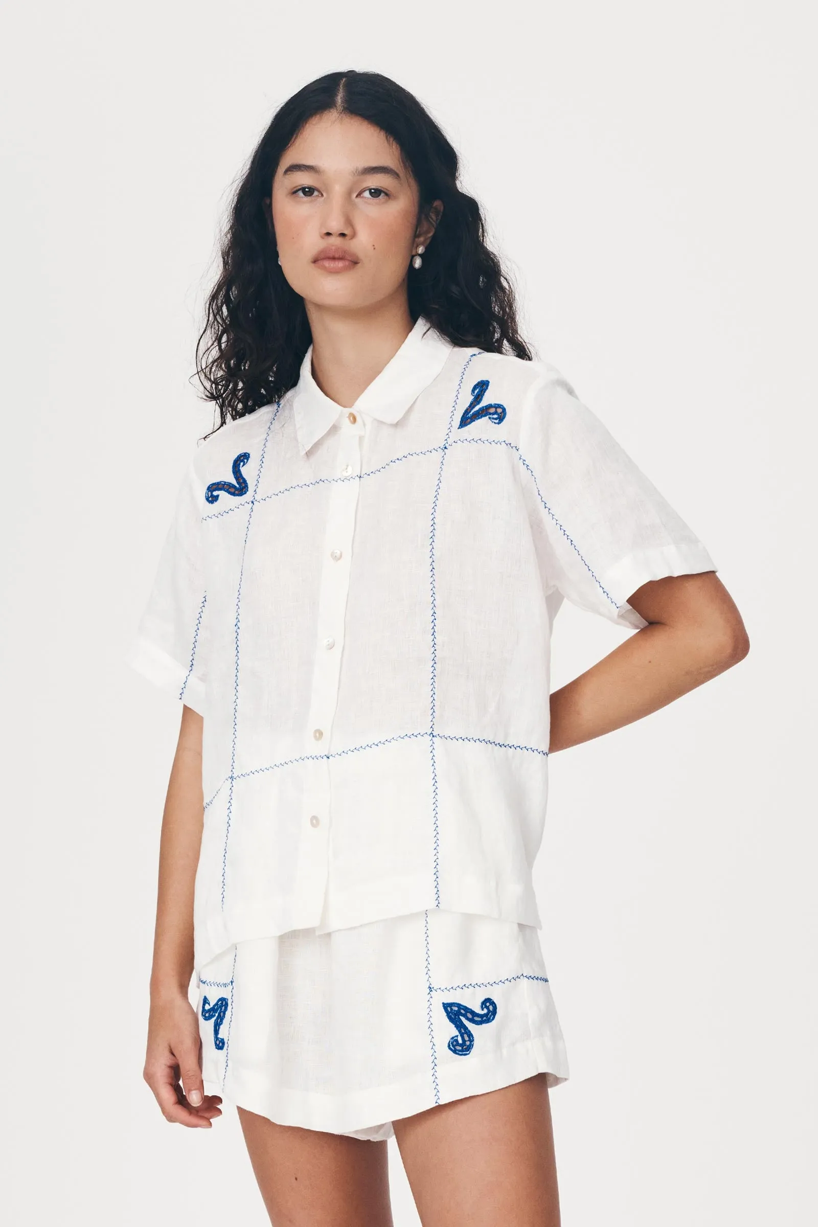 ROWIE ARIES LINEN SHIRT BONE