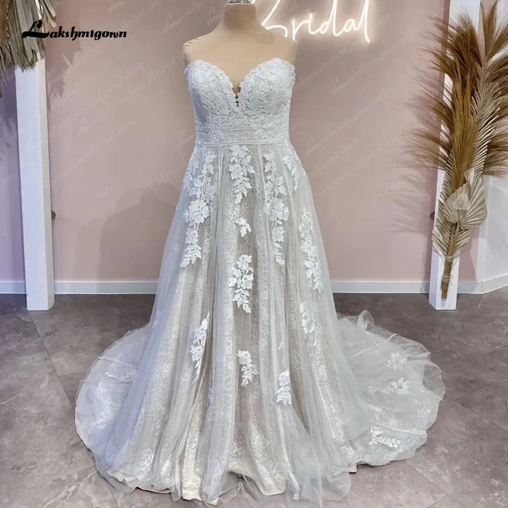 Roycebridal Women Glitter Wedding Dress Sweetheart 2025 Sparkly Bridal Boho Wedding Gowns Lace Appliques vestidos para mujer