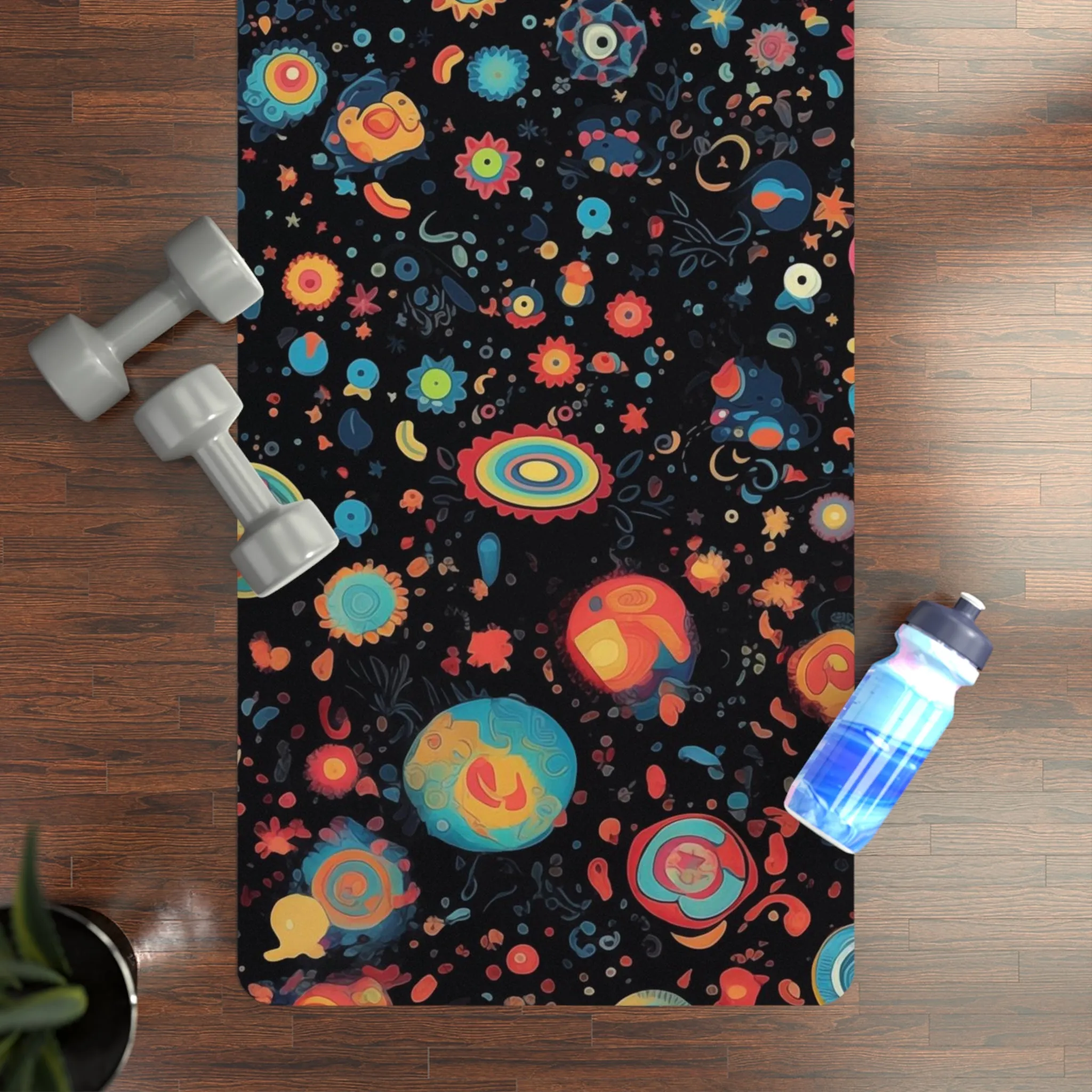 Rubber Yoga Mat- Peregrine Matsyasana 70s Sci Fi Nebula