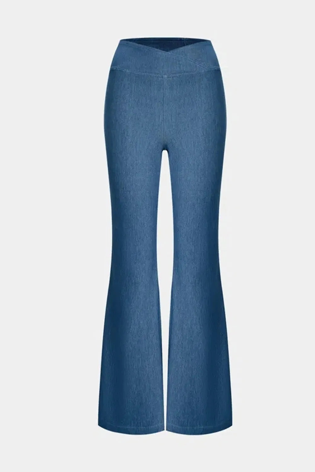 Sail Blue Crossover High Waist Fit and Flare Jeans