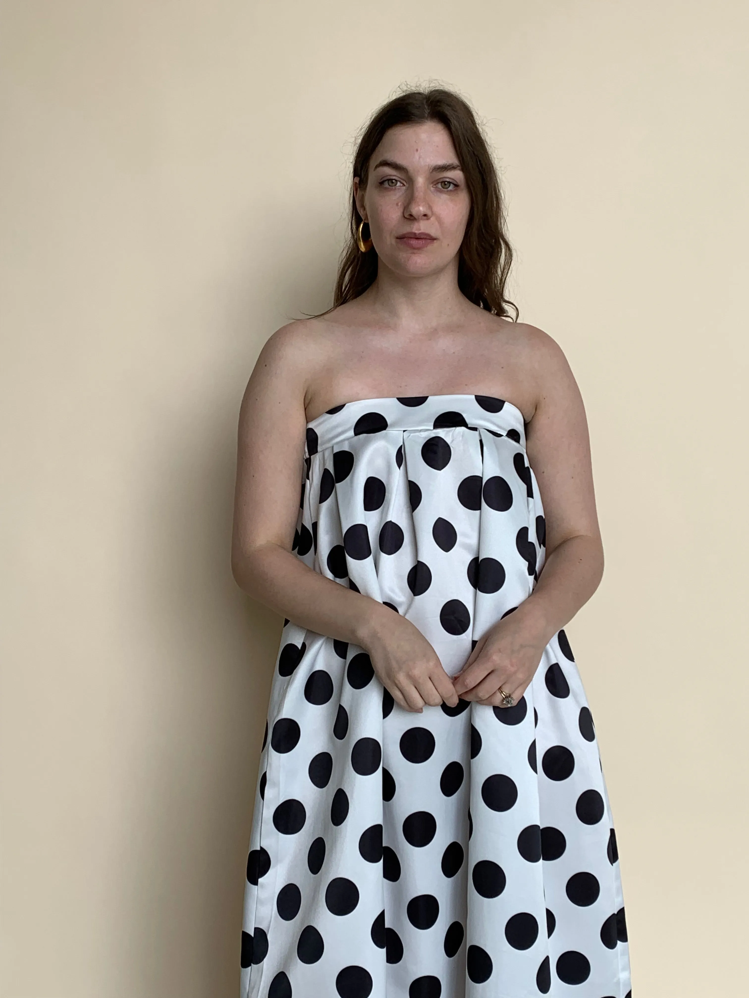 satin polka dot skirt dress