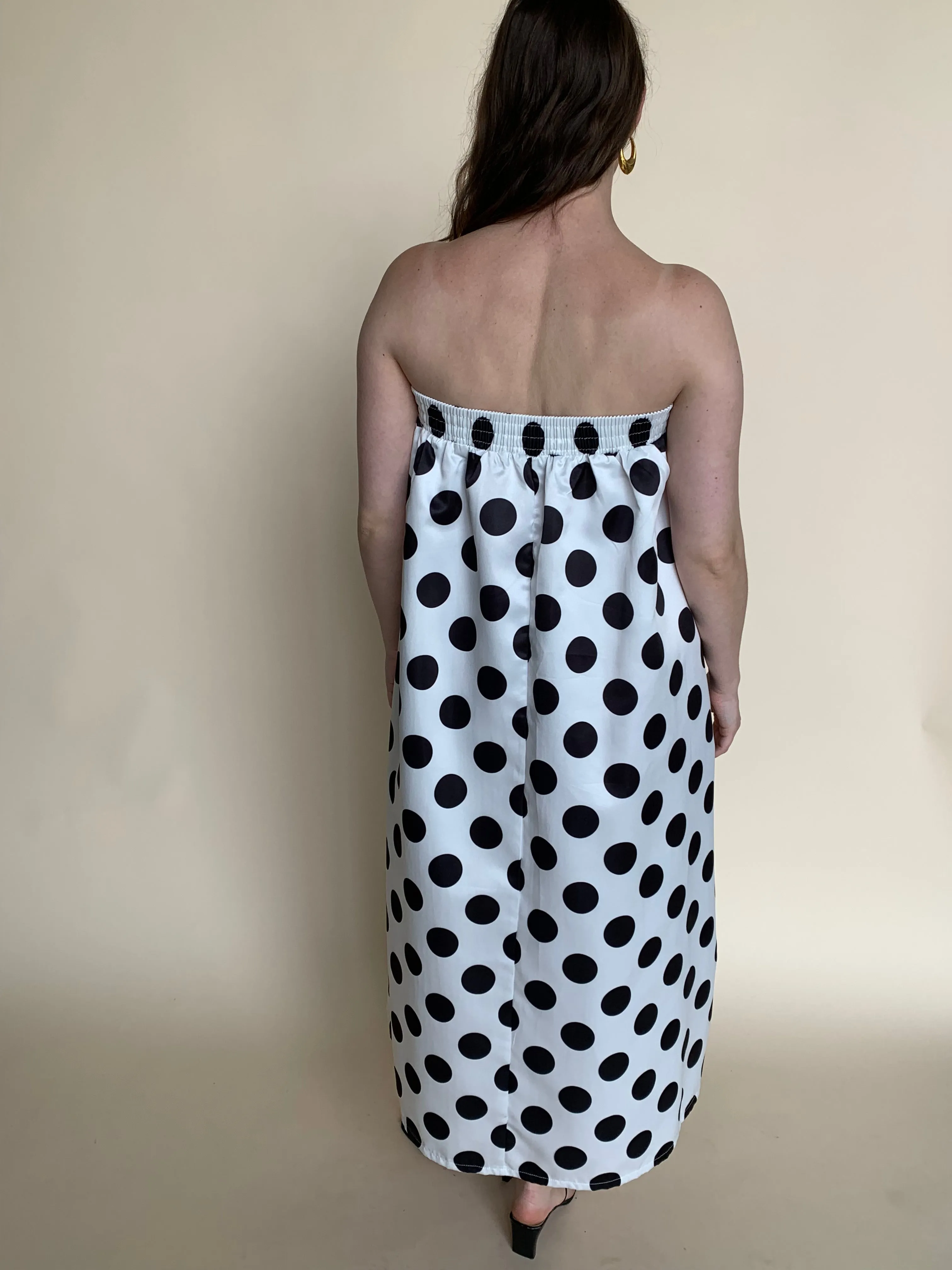 satin polka dot skirt dress