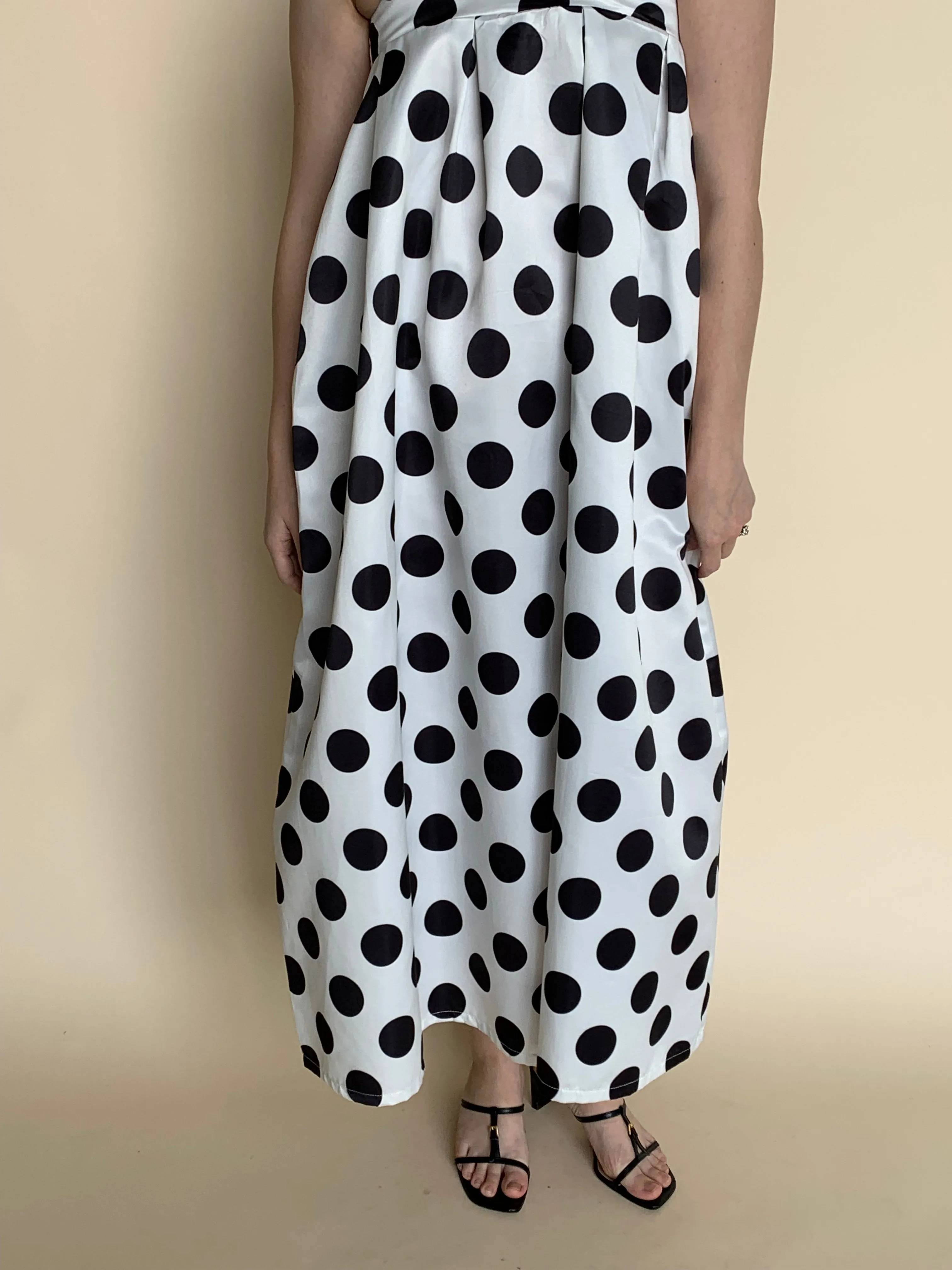 satin polka dot skirt dress