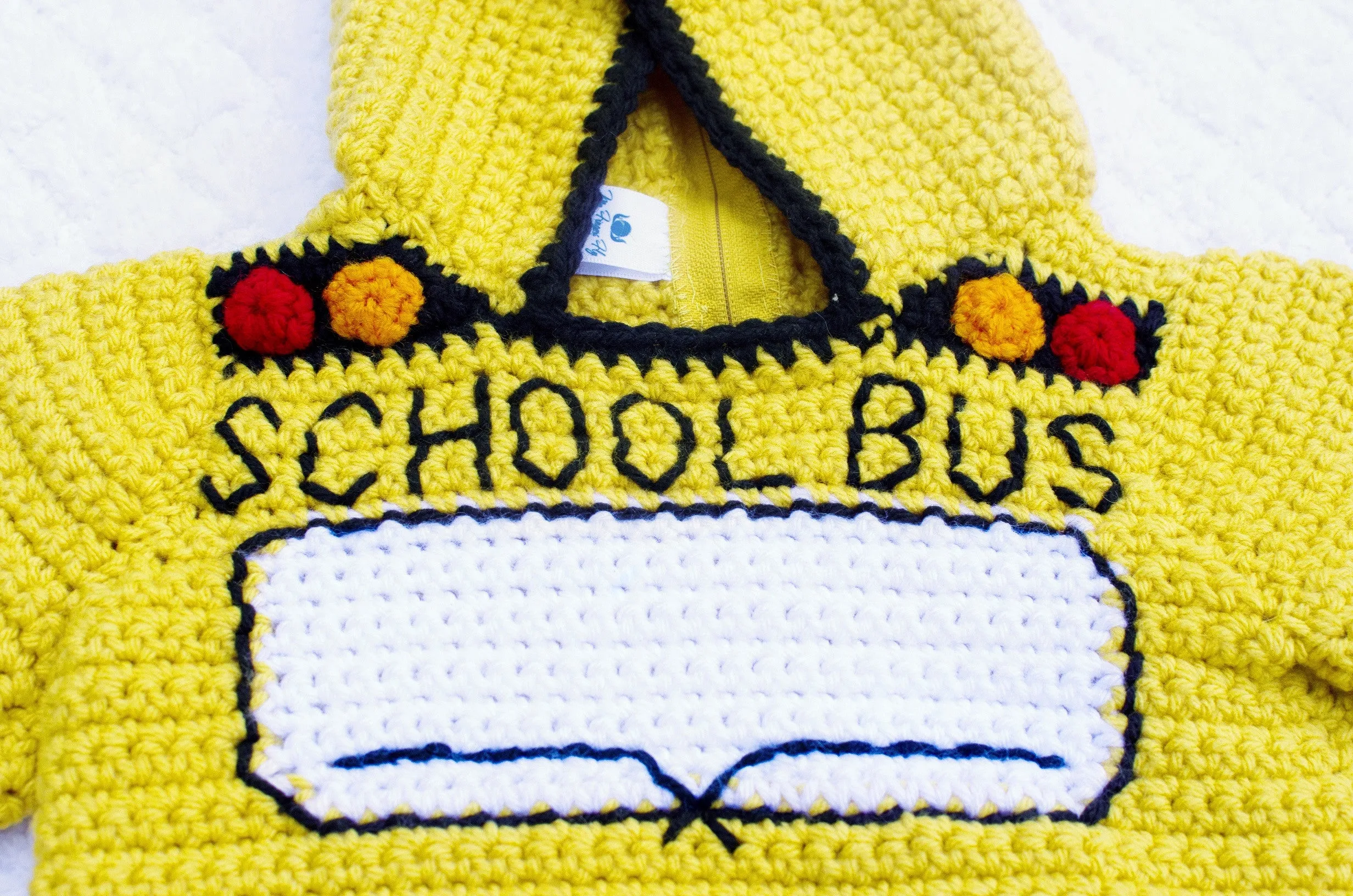 School Bus Toddler Hoodie Crochet Pattern - Sizes 2, 4, 6 - Back to School Hooded Sweater