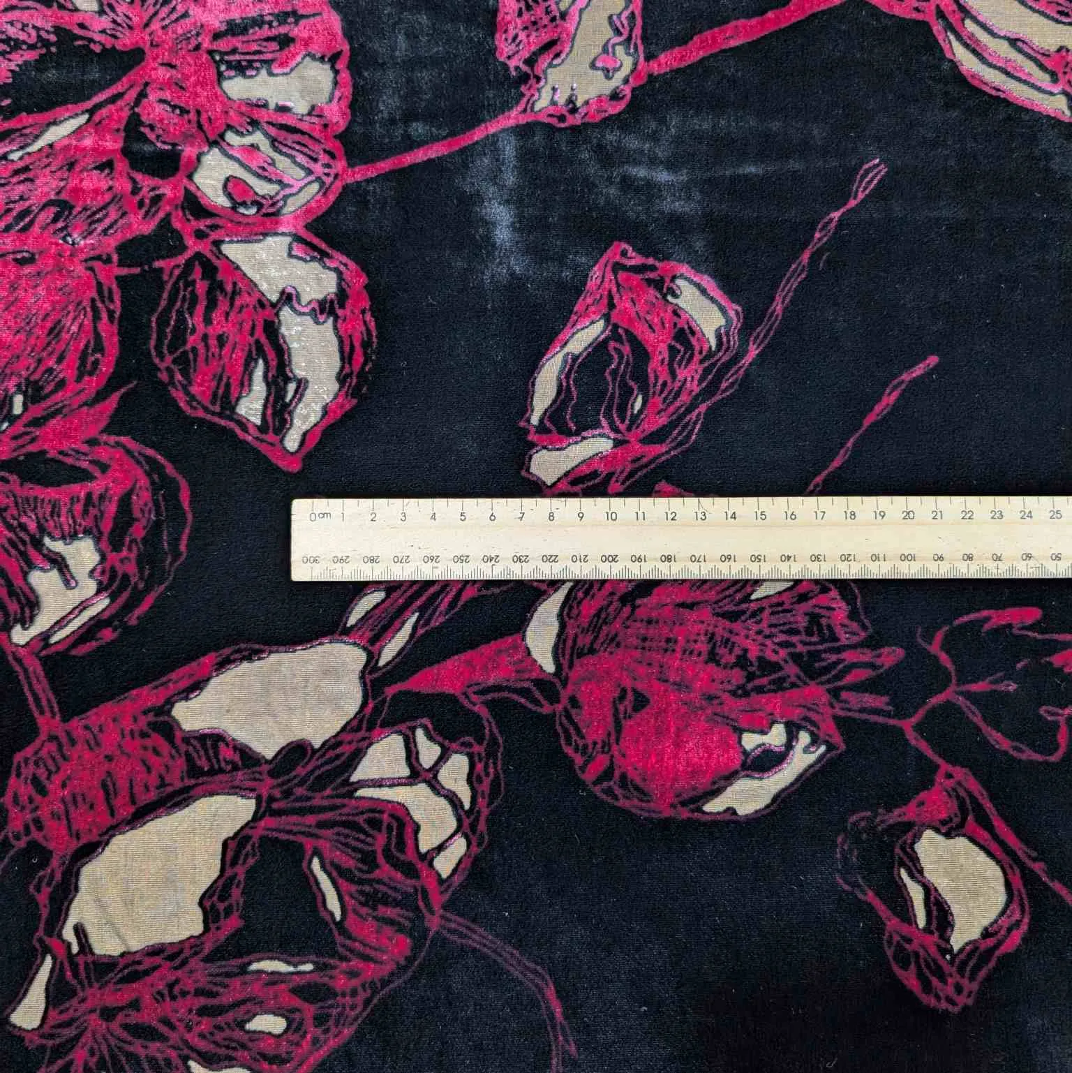 Silk Burnout Velvet, Crimson Floral