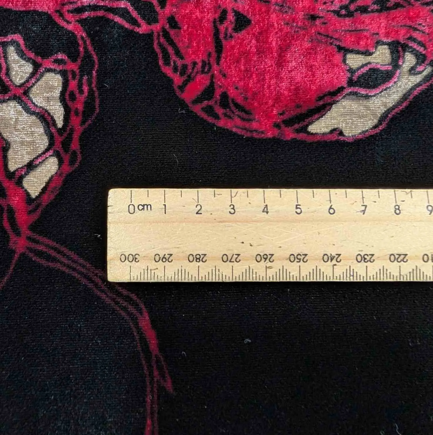 Silk Burnout Velvet, Crimson Floral