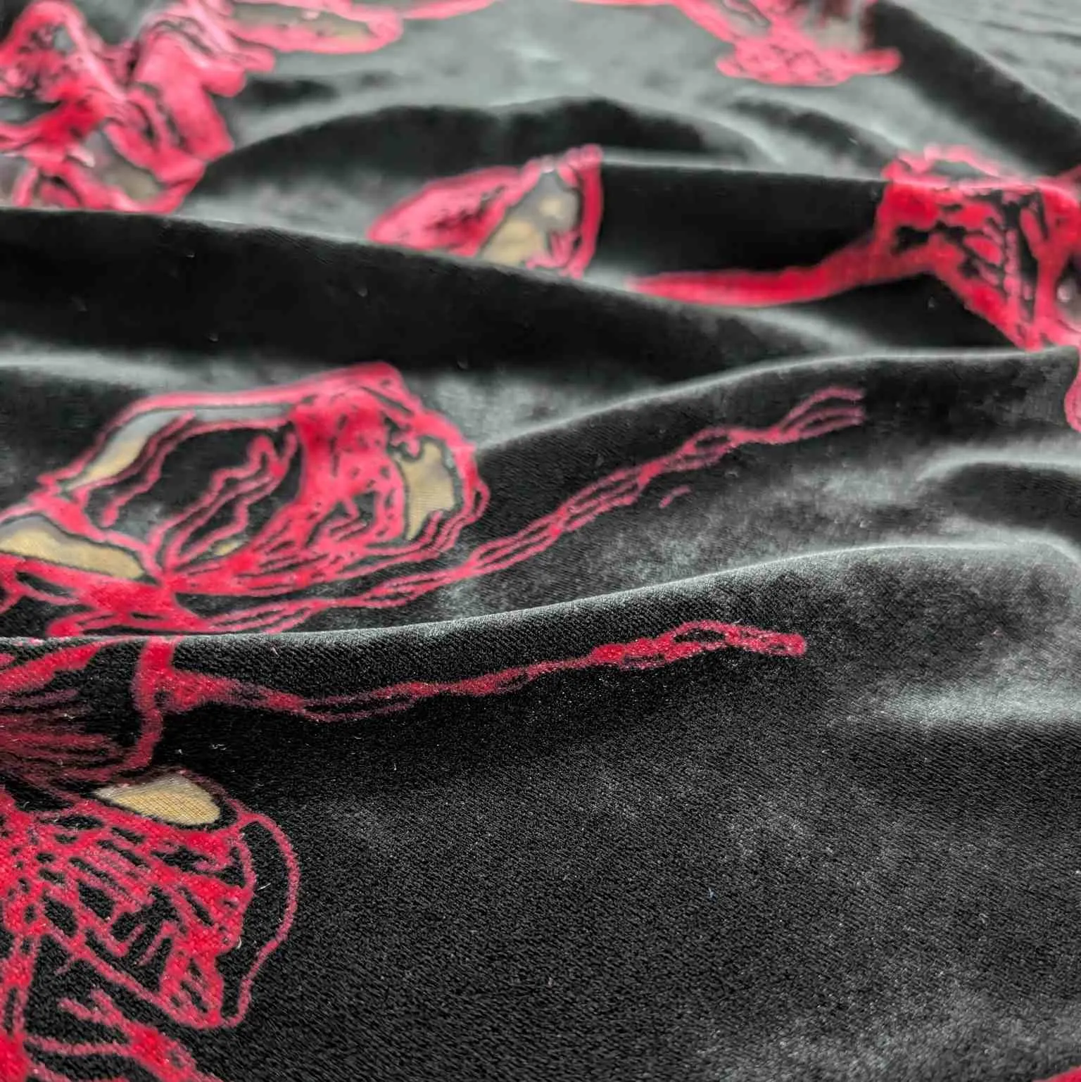 Silk Burnout Velvet, Crimson Floral