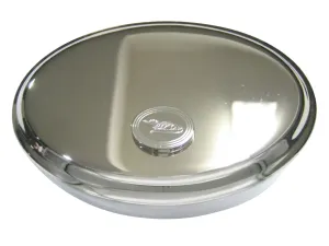 Silver Toned Etched Oval Detailed Alligator Oval Trinket Jewelry Box