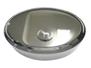 Silver Toned Etched Oval Donkey Oval Trinket Jewelry Box