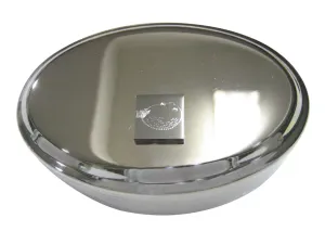 Silver Toned Square Etched Blowfish Fugu Puffer Fish Oval Trinket Jewelry Box