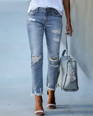 Slim-Fit Ripped Jeans for Women
