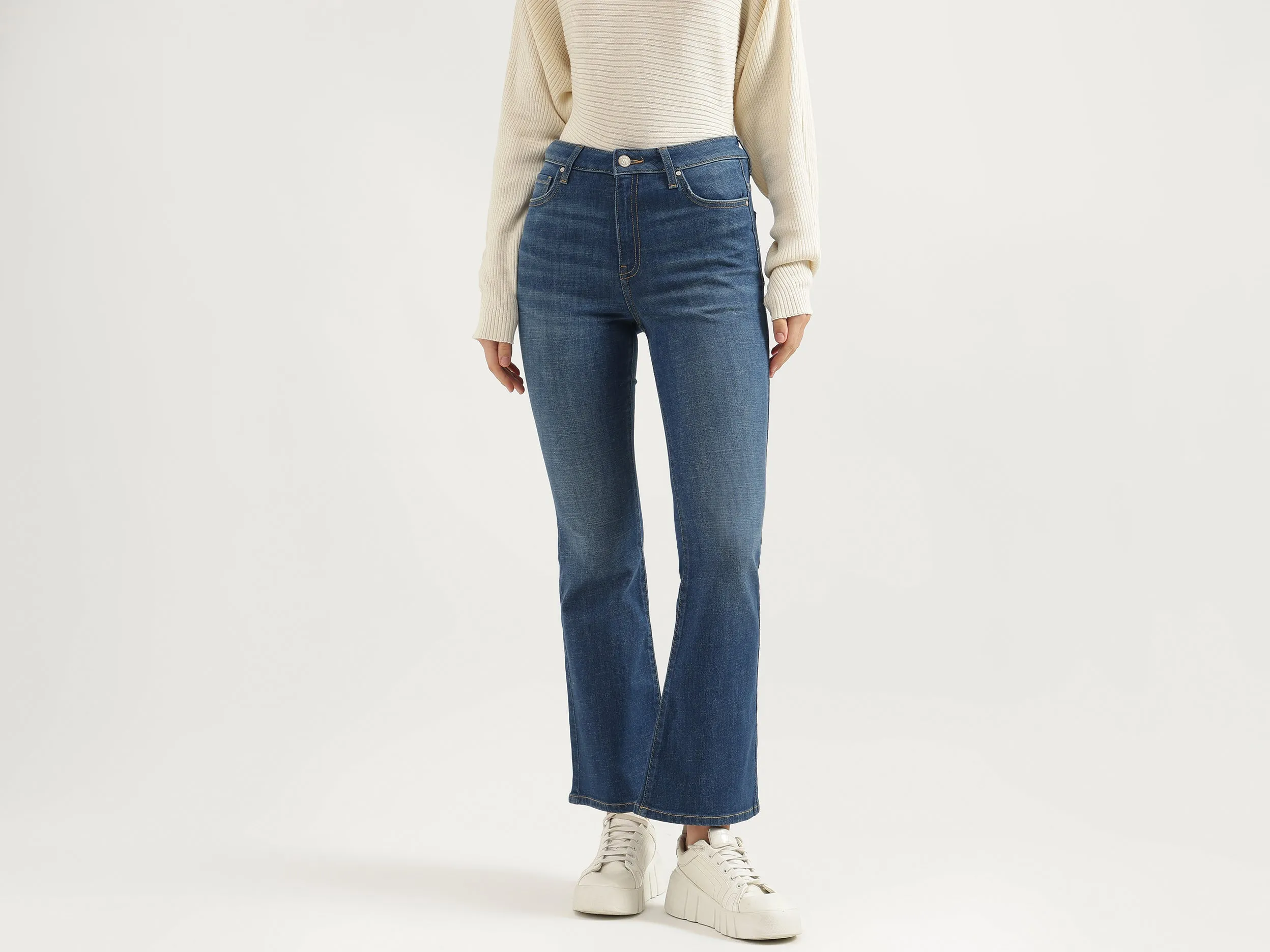 Solid Boot Leg Fit Jeans