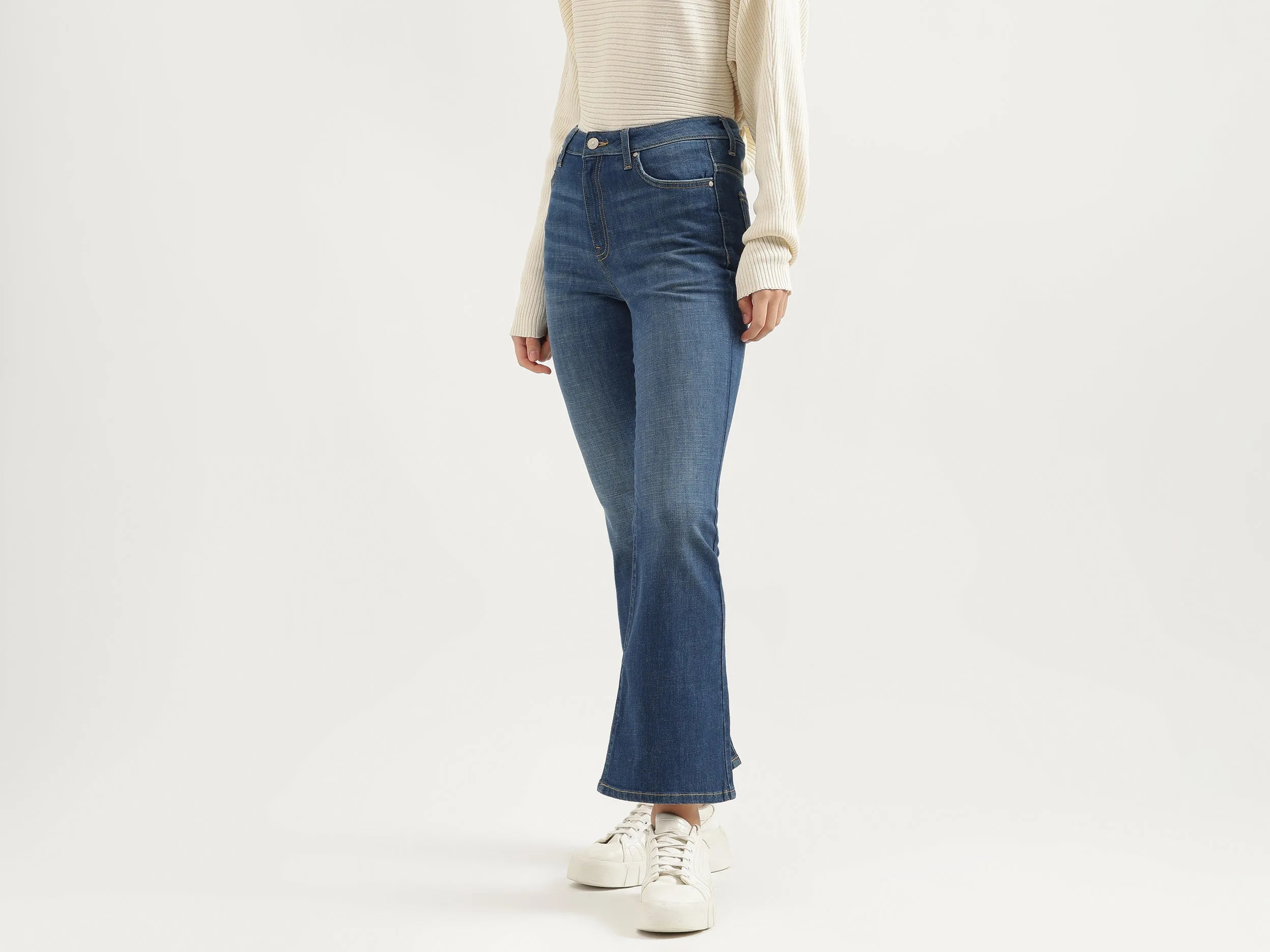 Solid Boot Leg Fit Jeans